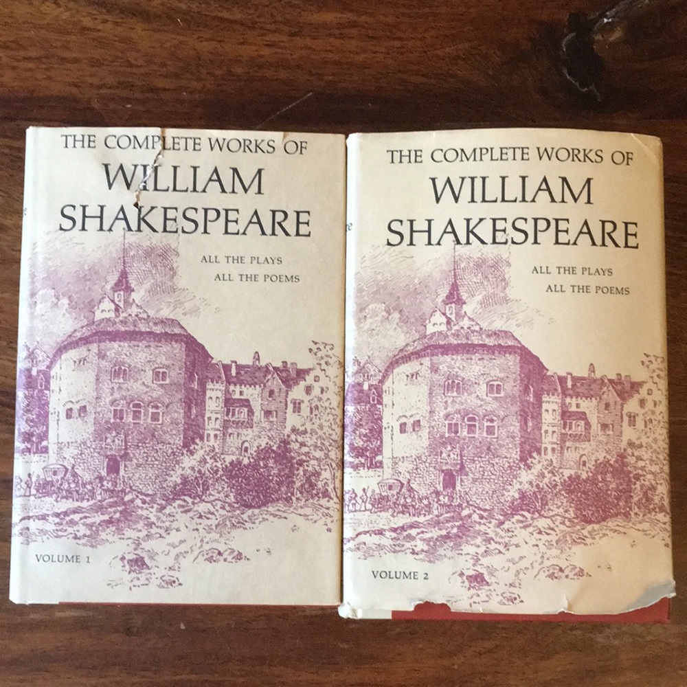 Set of 2 Complete Works of William Shakespeare (Volume 1 + 2) Vintage Hardcover